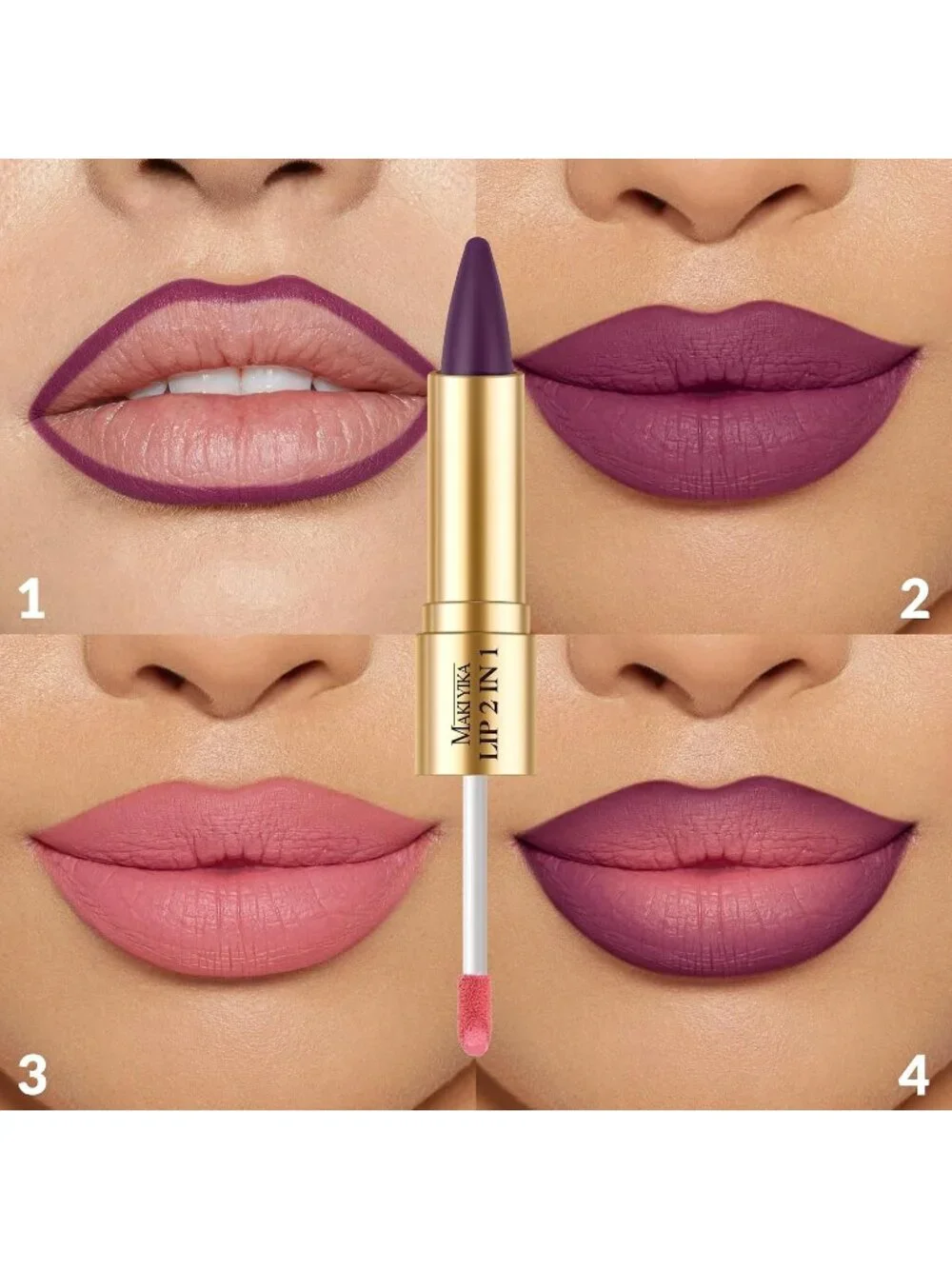 Women's LGA17 2-in-1 Long Lasting Ombre Lips Double-Ended Matte Liquid Lipstick